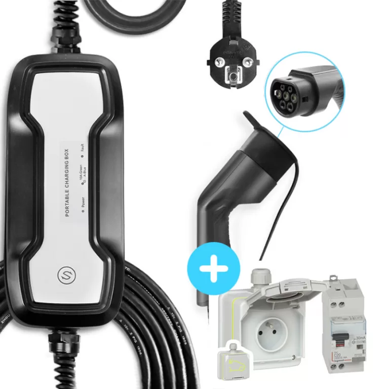 BESEN Chargeur portable - Type2 - 10/16A - Câble 6m - prise domestique - PCD021T2