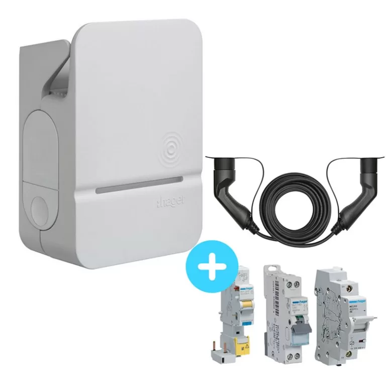 Borne de recharge HAGER Witty Premium 7,4kW ou 22kW - avec options RFID et modules de charge