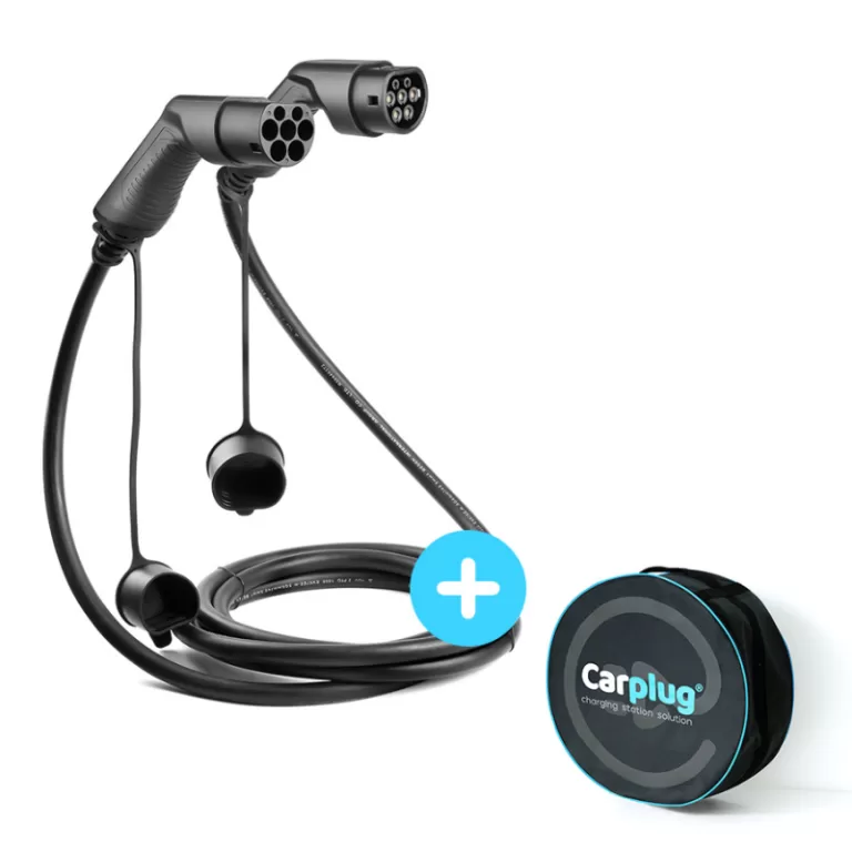 Câble de recharge Noir - Type 2 - Type 2 - 5m - 7,4kW (1 phase 32A) - T2 T2 + Housse