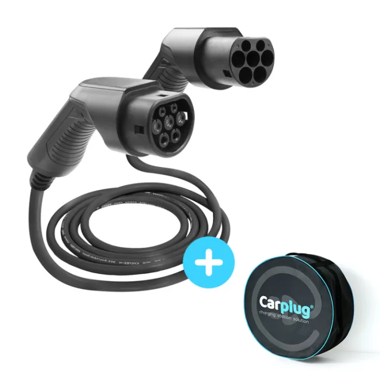 Câble de recharge Noir - Type 2 - Type 2 - 7m - 22kW (3 phases 32A) - T2 T2 + Housse