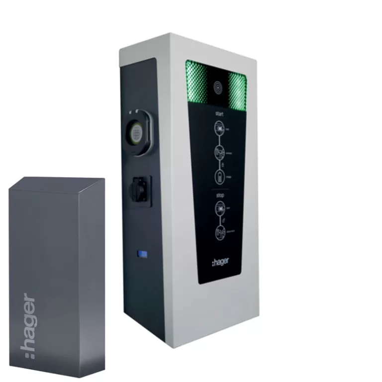 HAGER - Borne de recharge publique Witty park - XEV601C - 2x22 kW - avec 2 prises type E