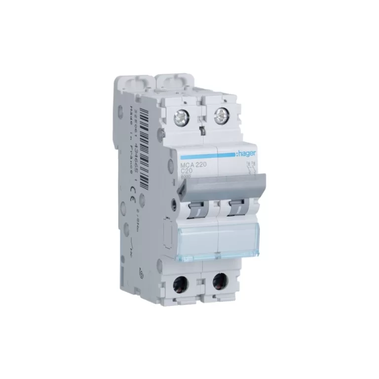 HAGER MCA220 - Disjoncteur 20A - 2P - Courbe C - PdC 6kA