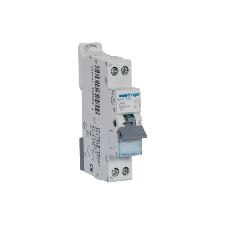 HAGER MJT740 - Disjoncteur 40A - 1P+N - Courbe C - PdC 6kA