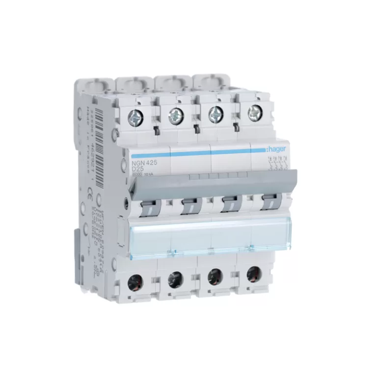 HAGER NGN425- Disjoncteur 25A - 4P - Courbe D - PdC 10kA