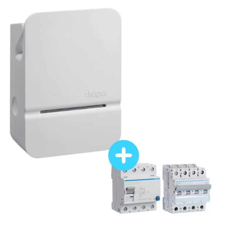 Pack Borne de recharge HAGER XEV100 3,0 à 22kW + Protections électriques 22kW