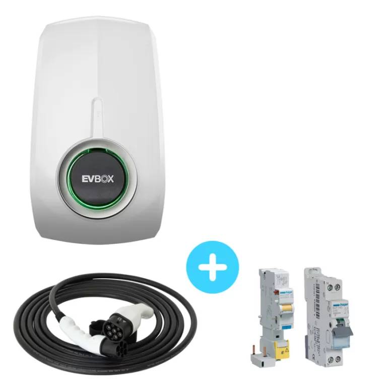 PACK EVBOX Borne de recharge wallbox ELVI - 10A-32A - Wifi - monophasé - protections électrique - câble T2
