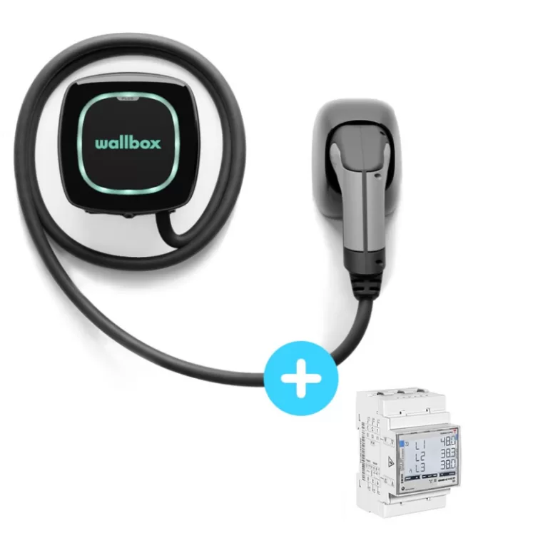 Pack WALLBOX Borne de recharge Pulsar Plus - câble attaché 5m Type 2 - 1,4 à 11kW - triphasé - Bluetooth - Wifi