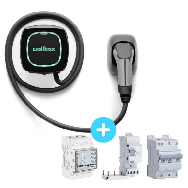 WALLBOX Borne de recharge Pulsar Plus - câble attaché 7m Type 2 - 1,4 à 22kW - triphasé - Bluetooth - Wifi