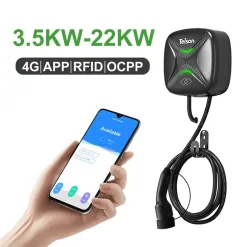 Borne de recharge pour véhicule électrique triphasée de 11 kW avec prise