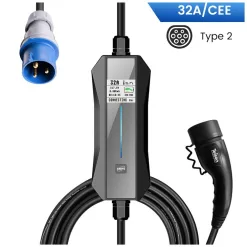 Chargeur EV Mode 2 32A monophasé Type 2 vers prise industrielle