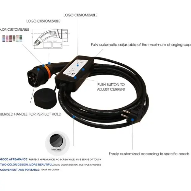 Chargeur portable pour véhicule électrique MODE2 avec prise de type 1/type 2