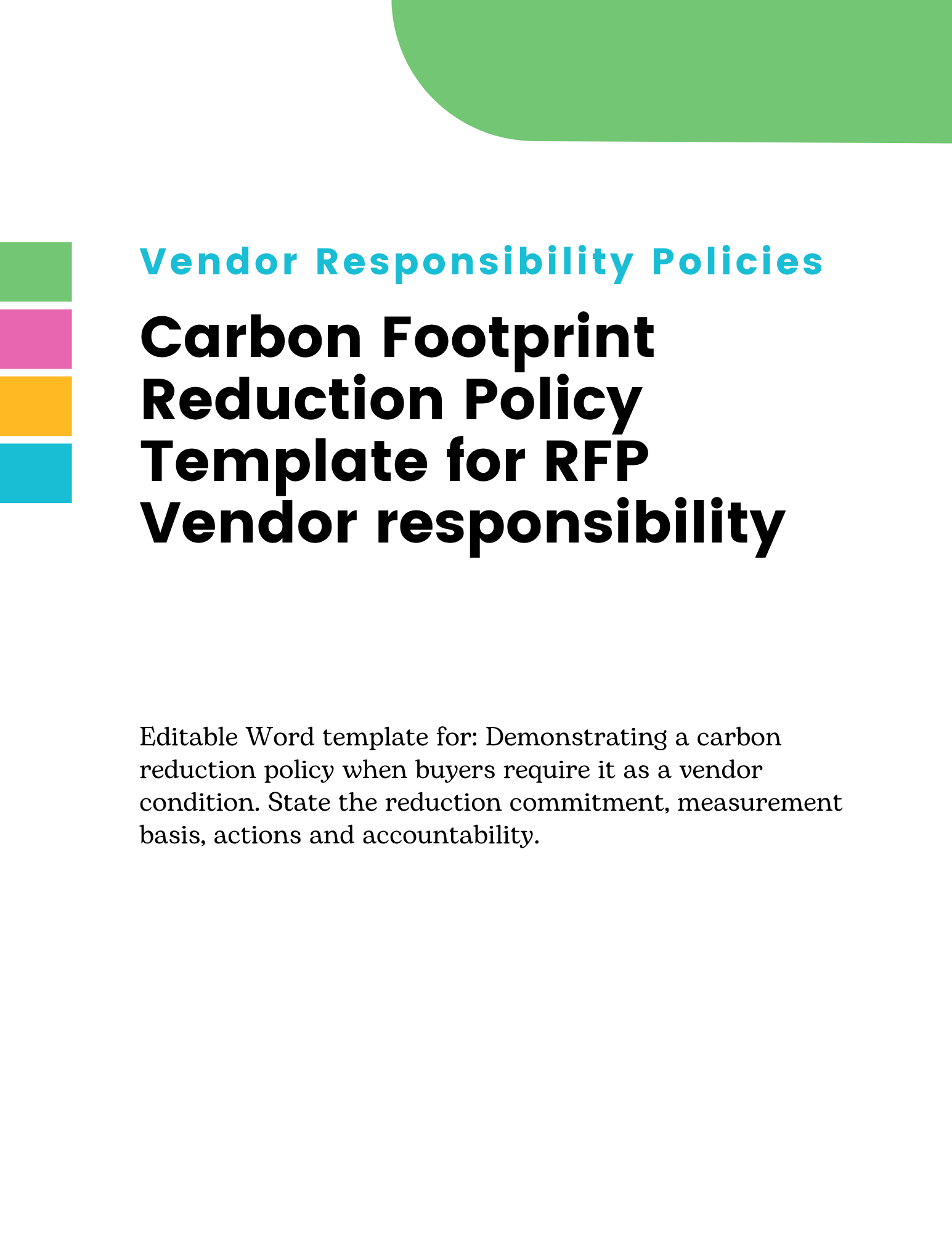 Carbon Footprint Reduction Policy Template for RFP Vendor responsibility