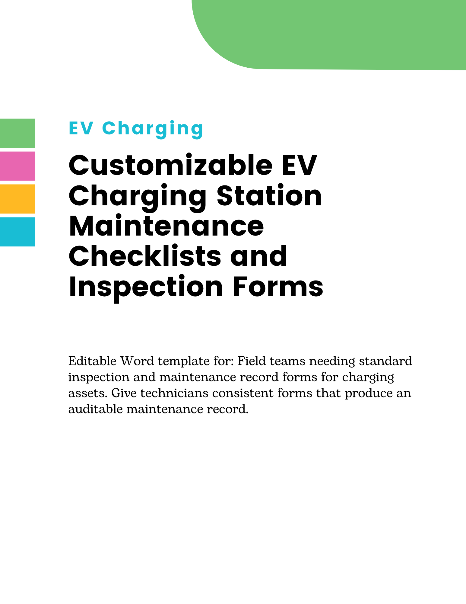 Customizable EV Charging Station Maintenance Checklists and Inspection Forms