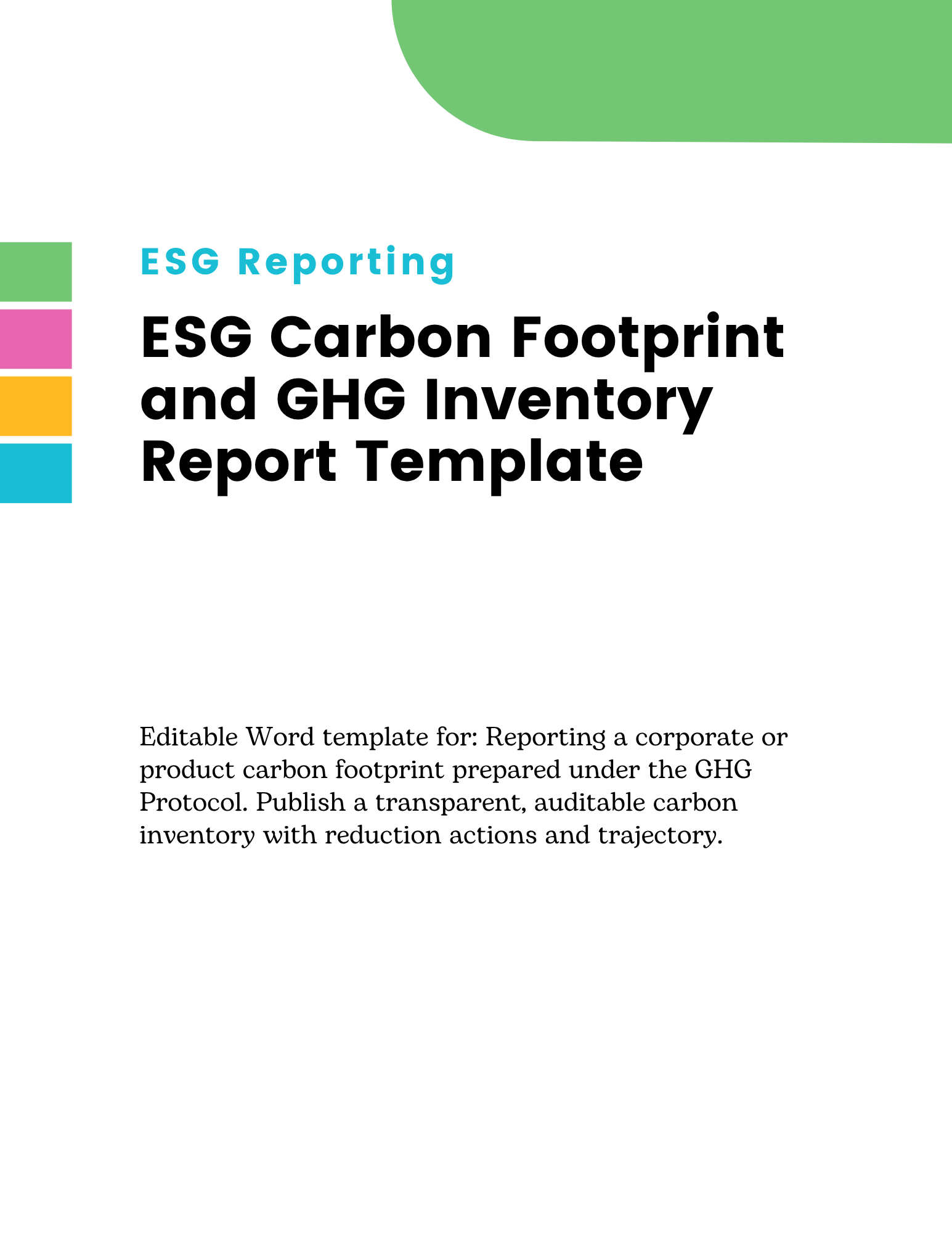 ESG Carbon Footprint and GHG Inventory Report Template