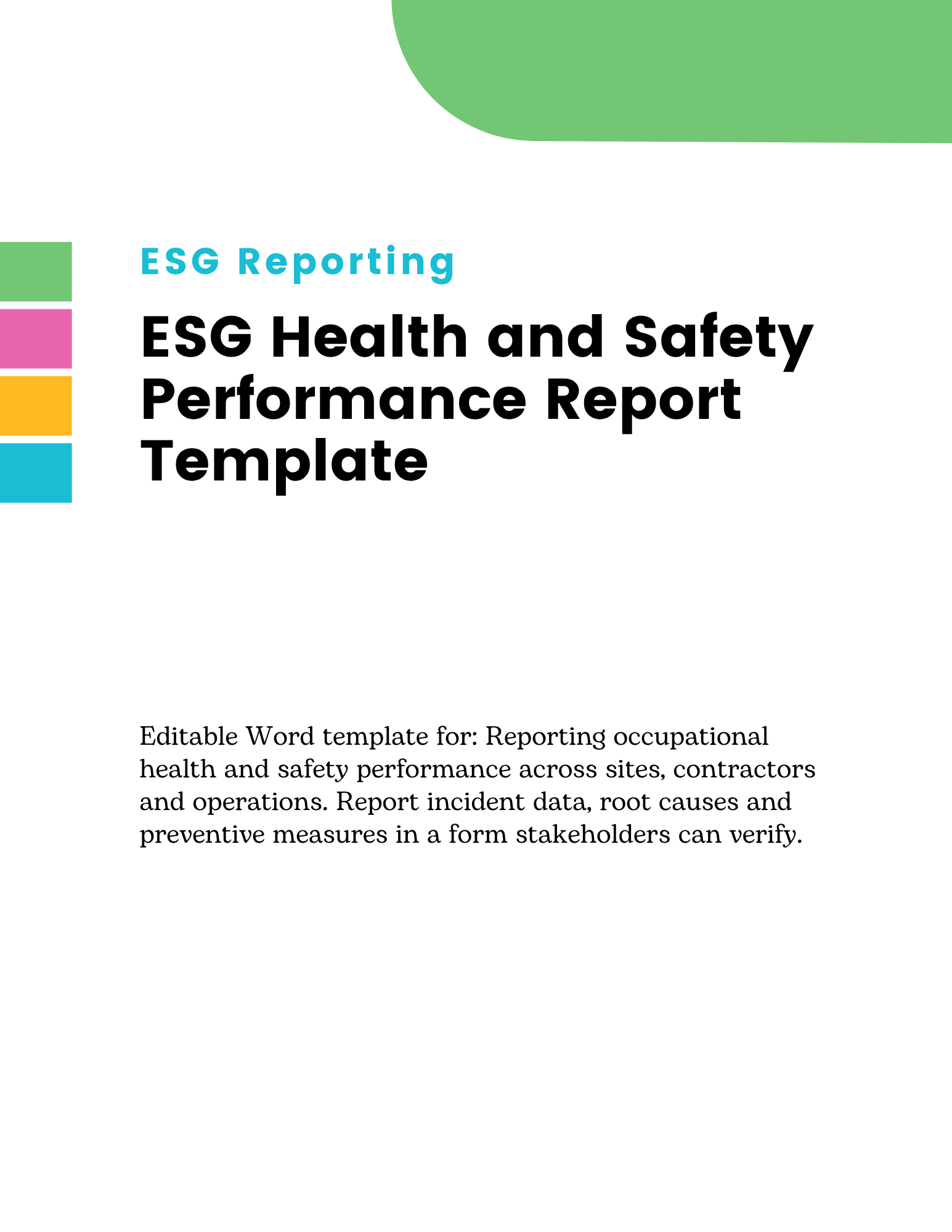 ESG Health and Safety Performance Report Template