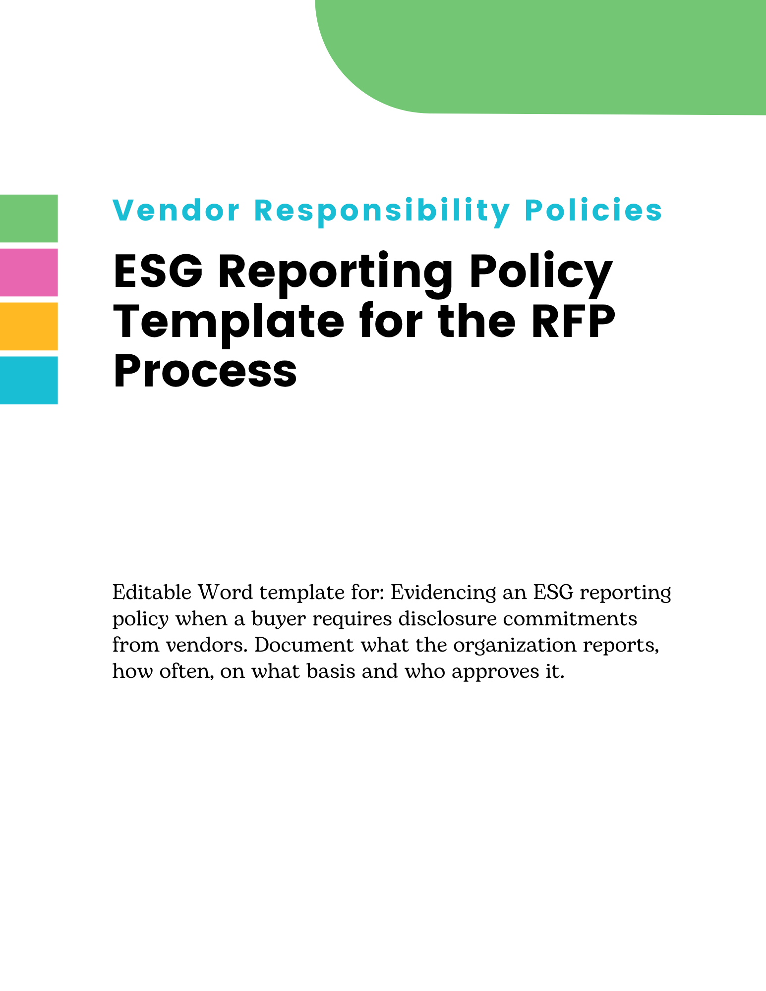 ESG Reporting Policy Template for the RFP Process