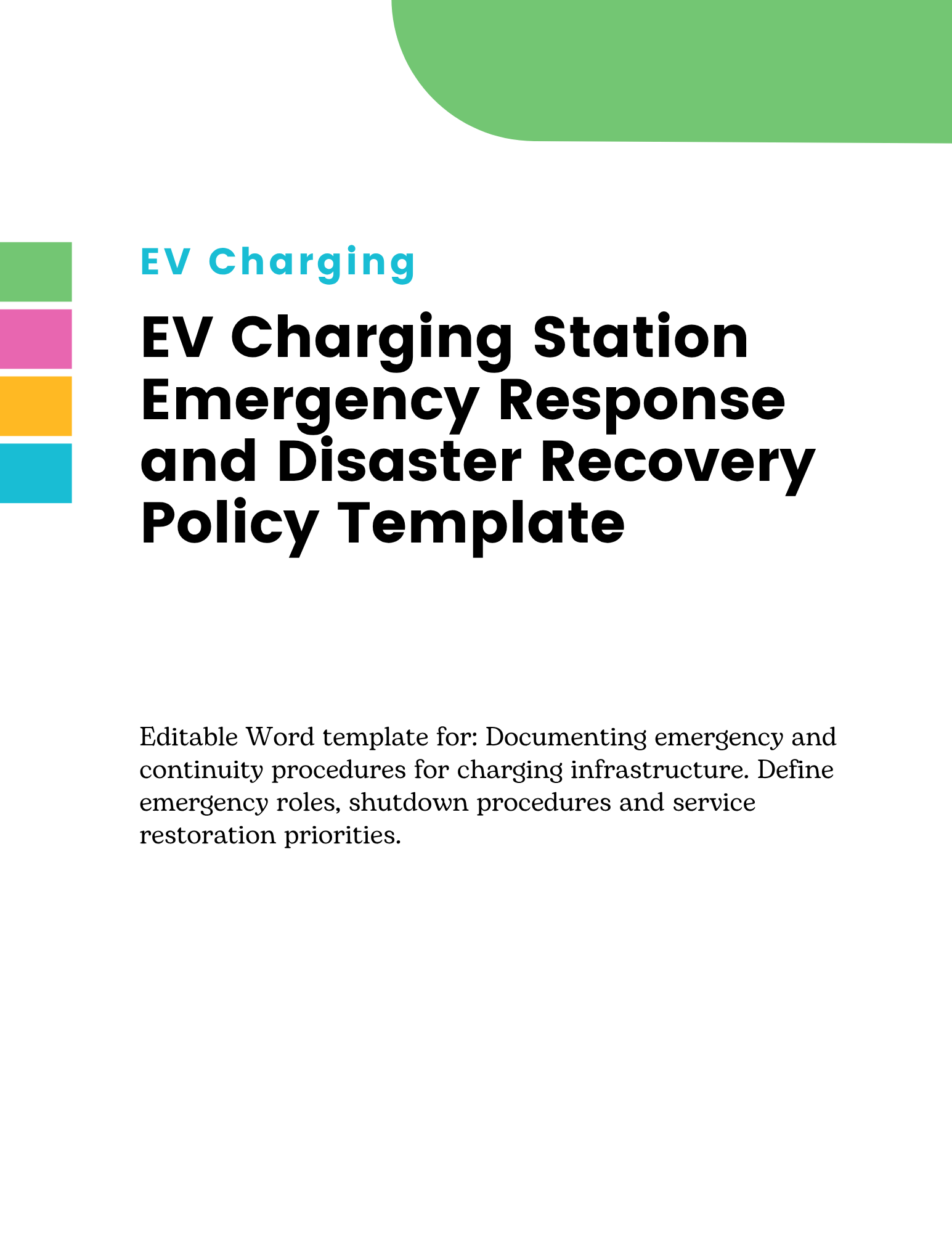EV Charging Station Emergency Response and Disaster Recovery Policy Template