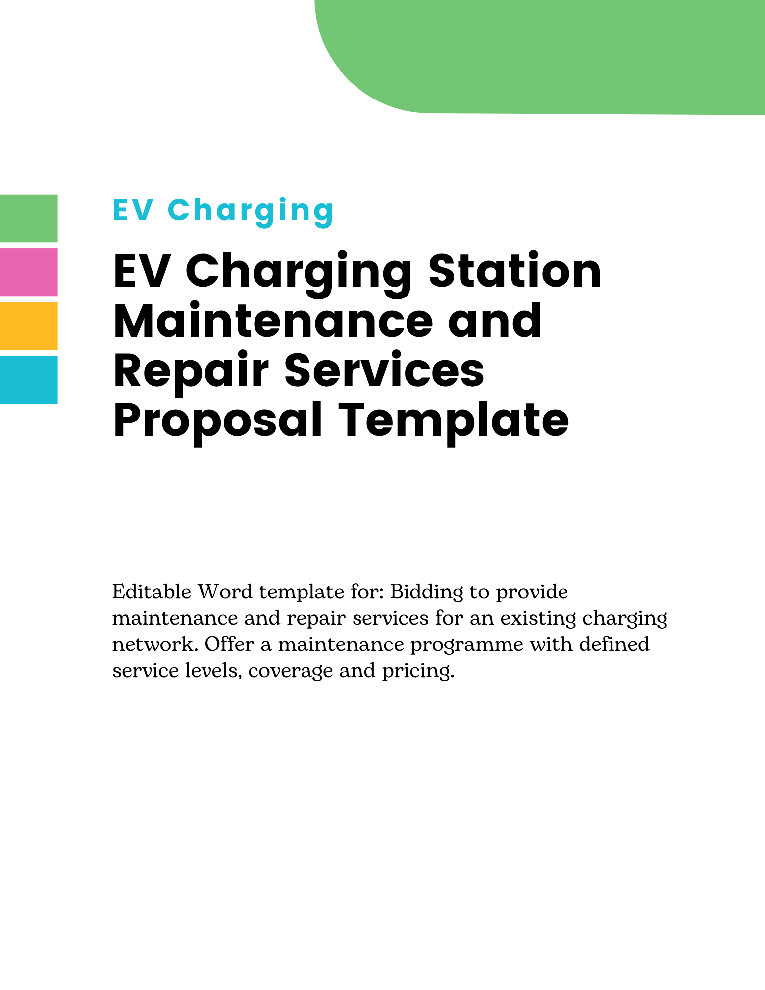 EV Charging Station Maintenance and Repair Services Proposal Template