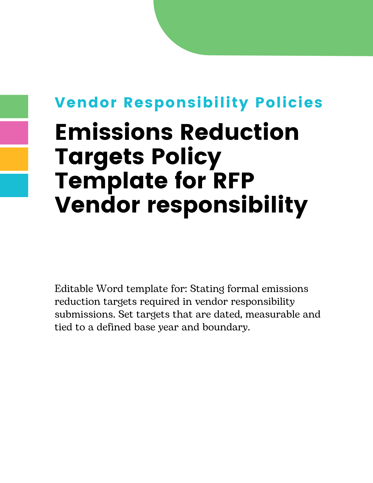 Emissions Reduction Targets Policy Template for RFP Vendor responsibility
