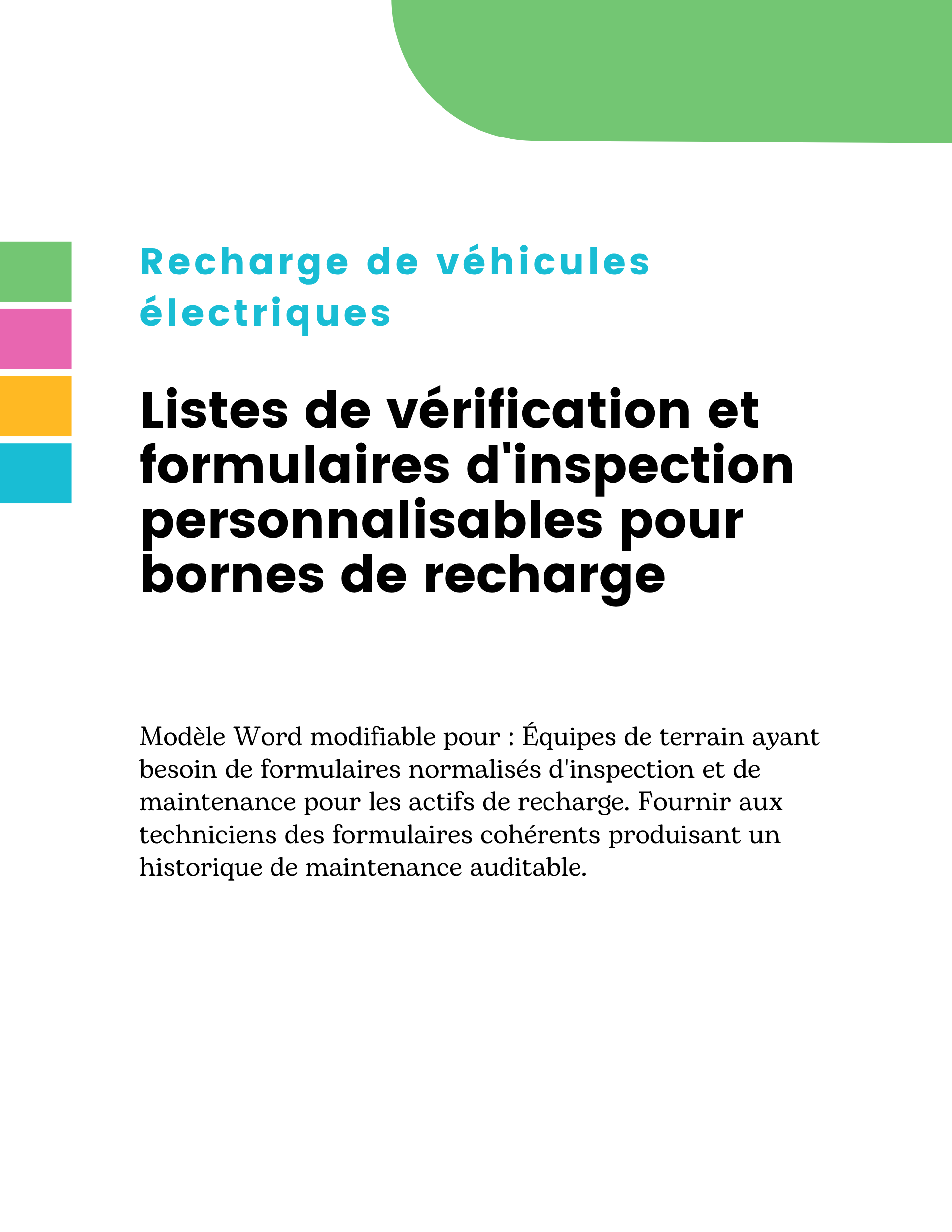 Listes de vérification et formulaires d'inspection personnalisables pour bornes de recharge
