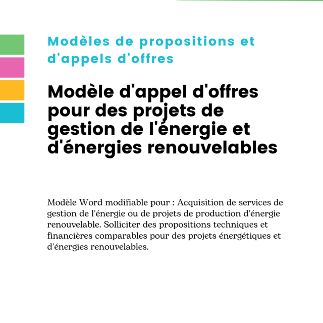 Modèle d'appel d'offres pour des projets de gestion de l'énergie et d'énergies renouvelables