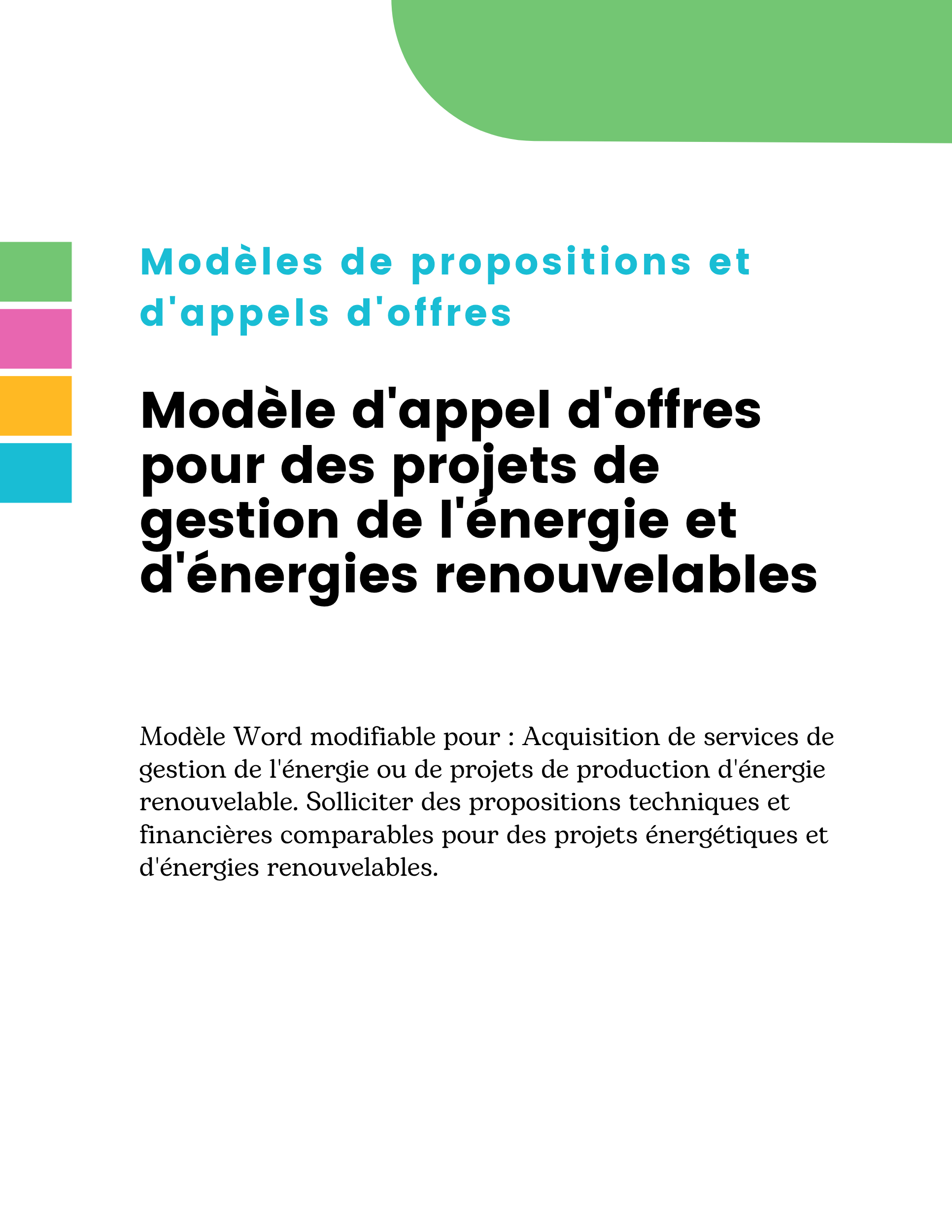 Modèle d'appel d'offres pour des projets de gestion de l'énergie et d'énergies renouvelables