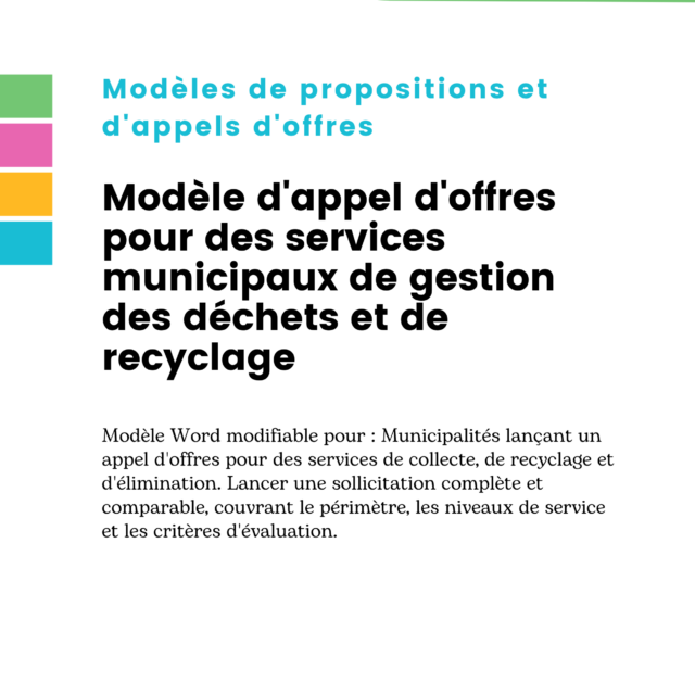 Modèle d'appel d'offres pour des services municipaux de gestion des déchets et de recyclage