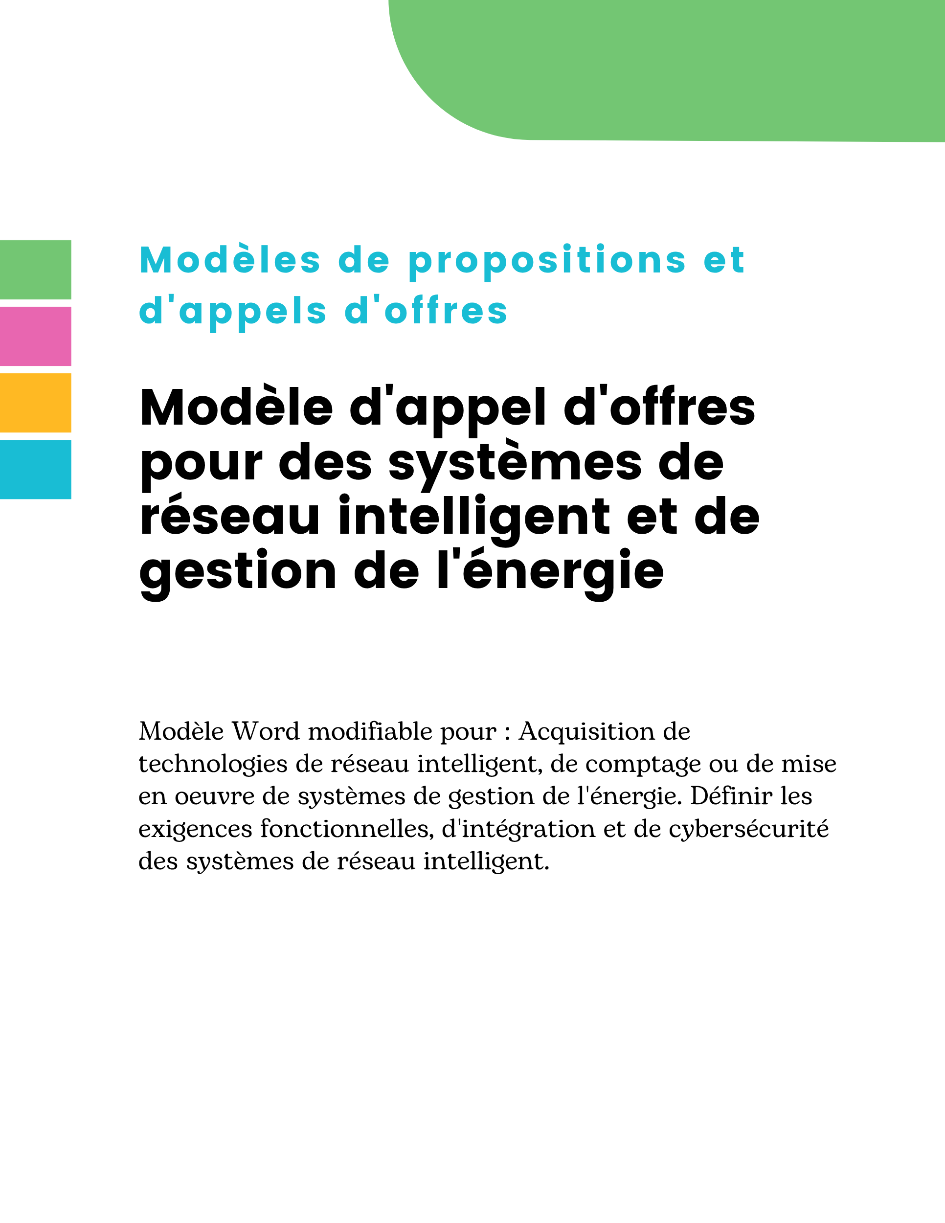 Modèle d'appel d'offres pour des systèmes de réseau intelligent et de gestion de l'énergie