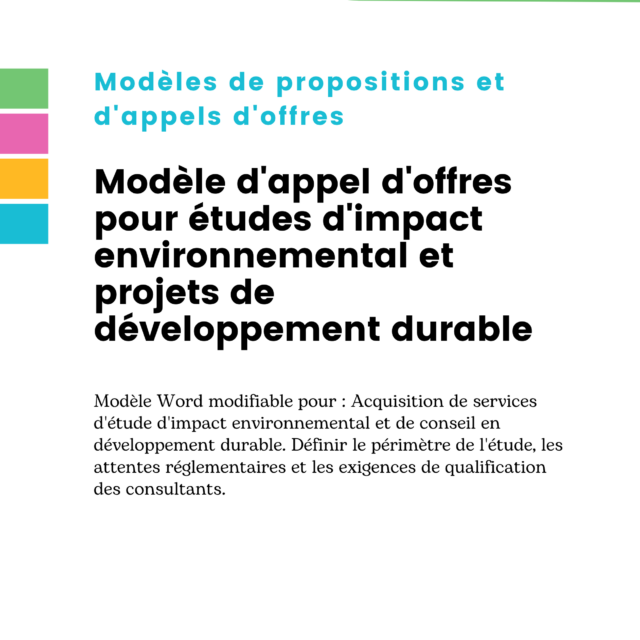 Modèle d'appel d'offres pour études d'impact environnemental et projets de développement durable