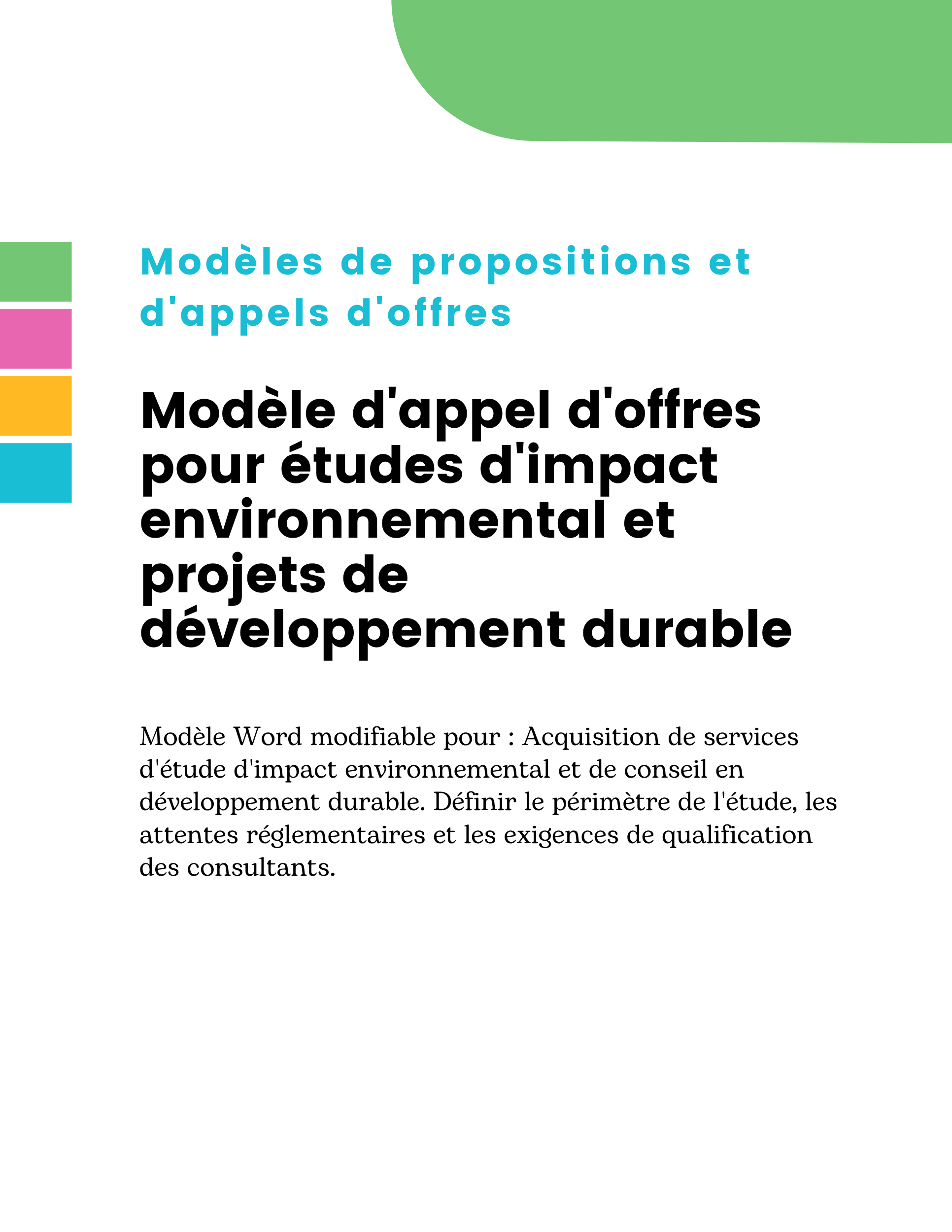 Modèle d'appel d'offres pour études d'impact environnemental et projets de développement durable