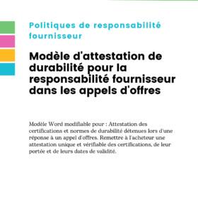 Modèle d'attestation de durabilité pour la responsabilité fournisseur dans les appels d'offres