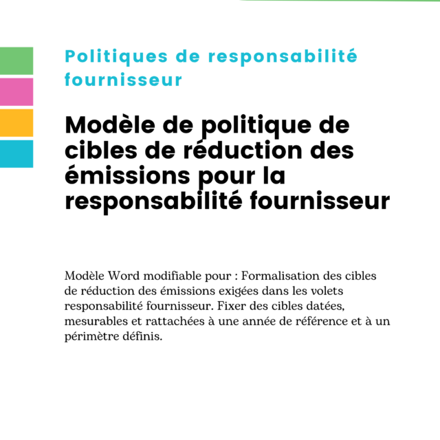Modèle de politique de cibles de réduction des émissions pour la responsabilité fournisseur