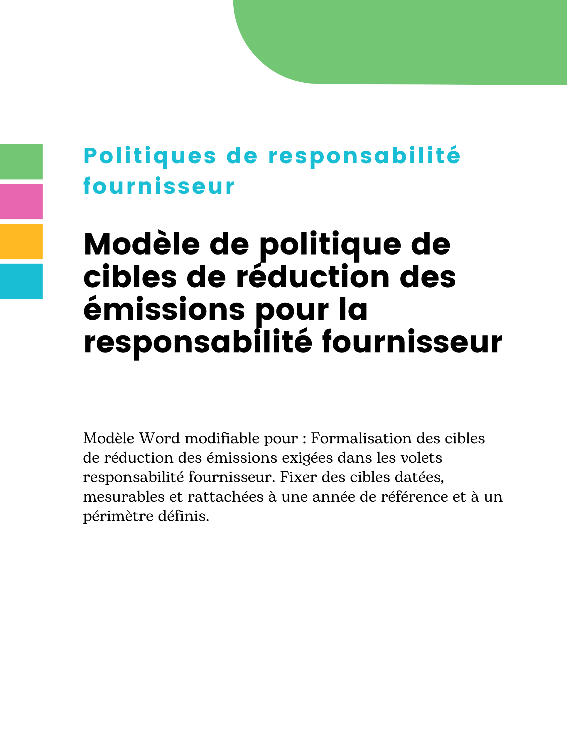 Modèle de politique de cibles de réduction des émissions pour la responsabilité fournisseur