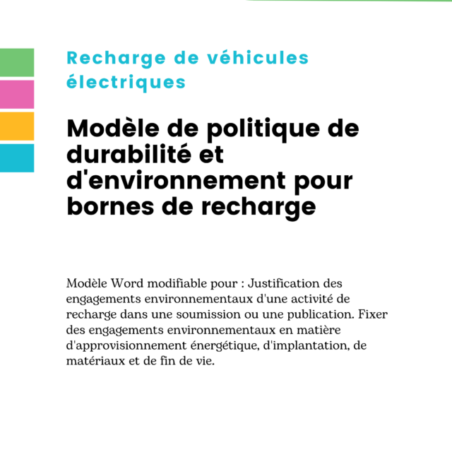 Modèle de politique de durabilité et d'environnement pour bornes de recharge