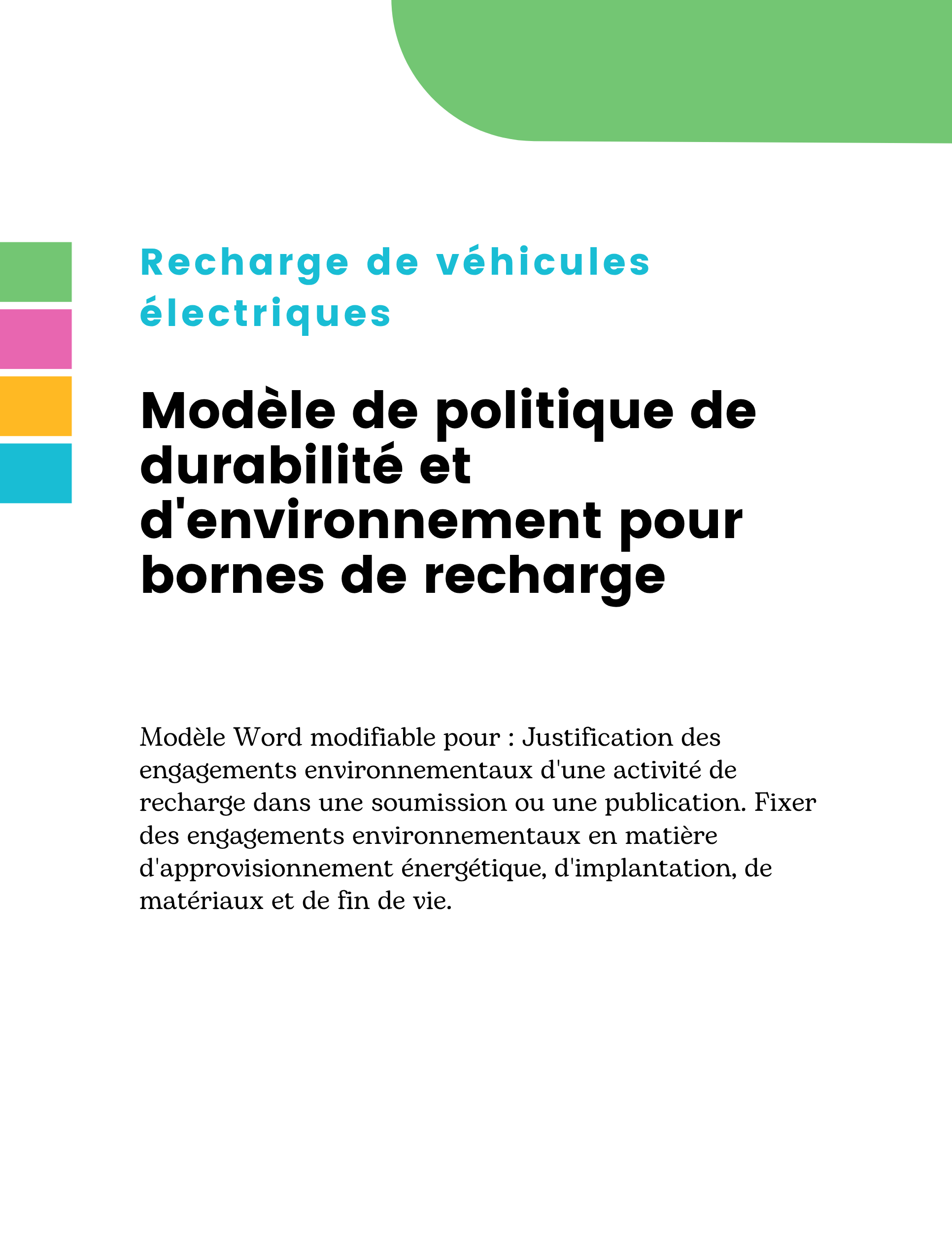 Modèle de politique de durabilité et d'environnement pour bornes de recharge