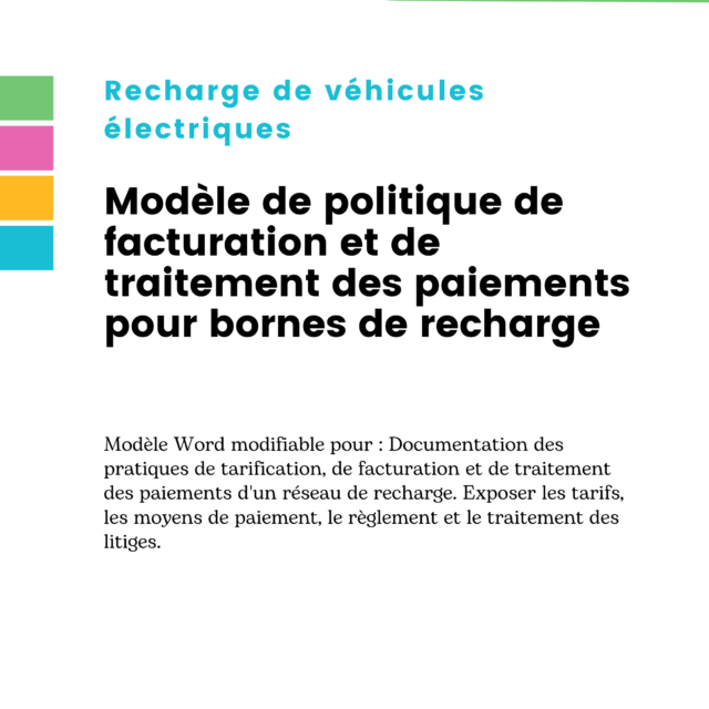 Modèle de politique de facturation et de traitement des paiements pour bornes de recharge