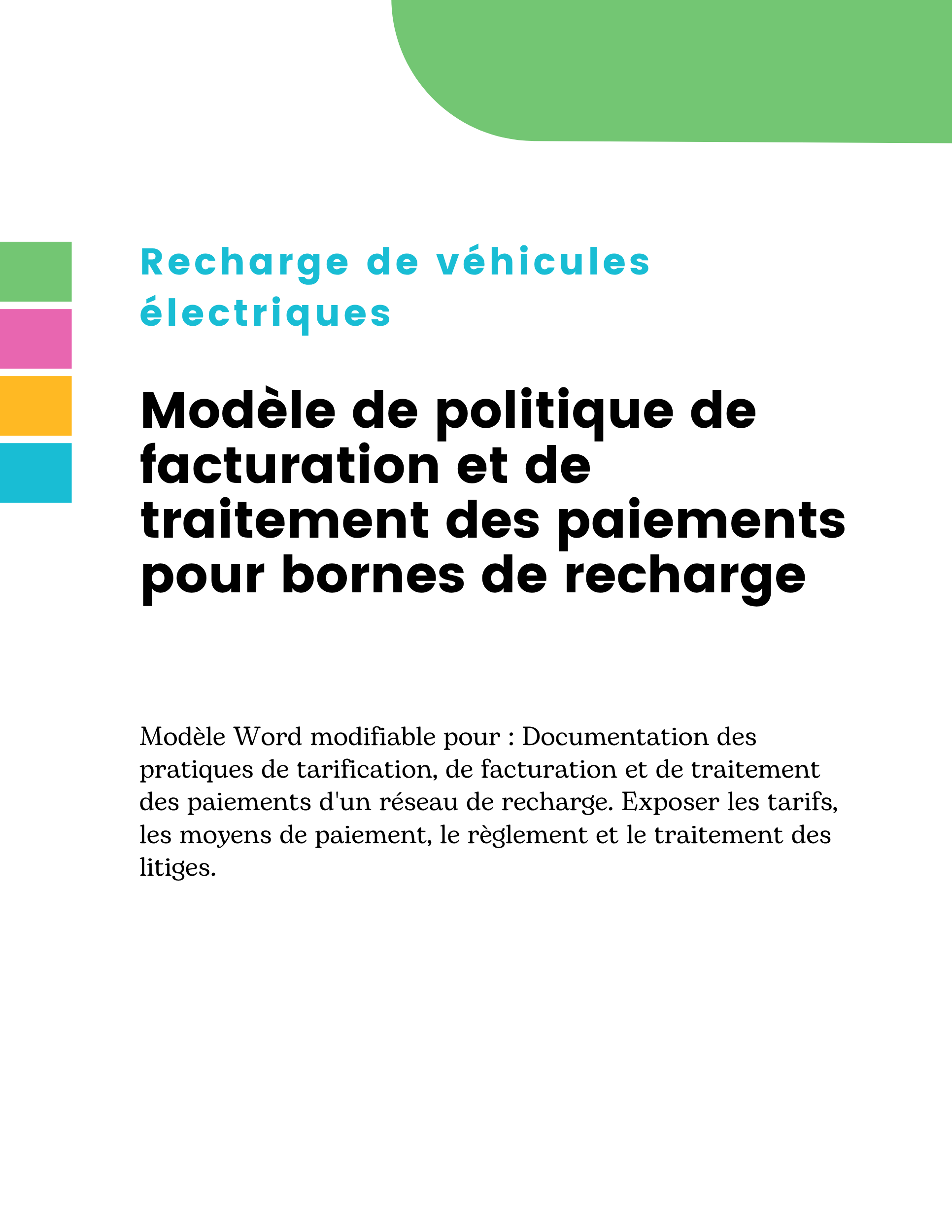 Modèle de politique de facturation et de traitement des paiements pour bornes de recharge