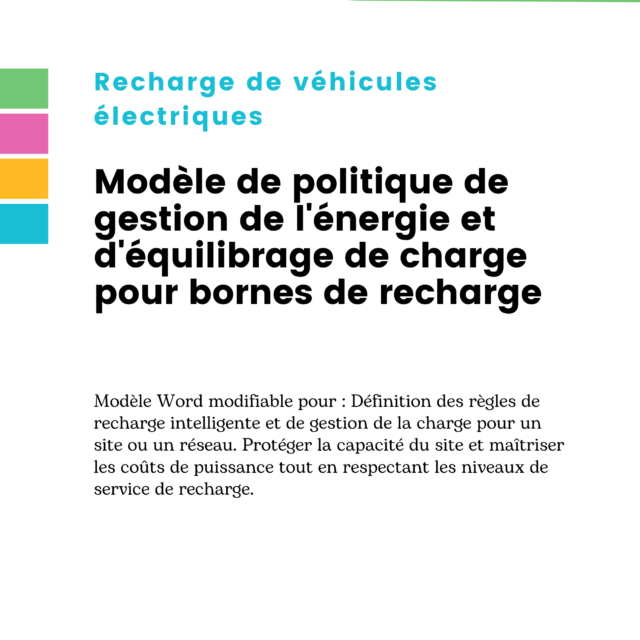 Modèle de politique de gestion de l'énergie et d'équilibrage de charge pour bornes de recharge
