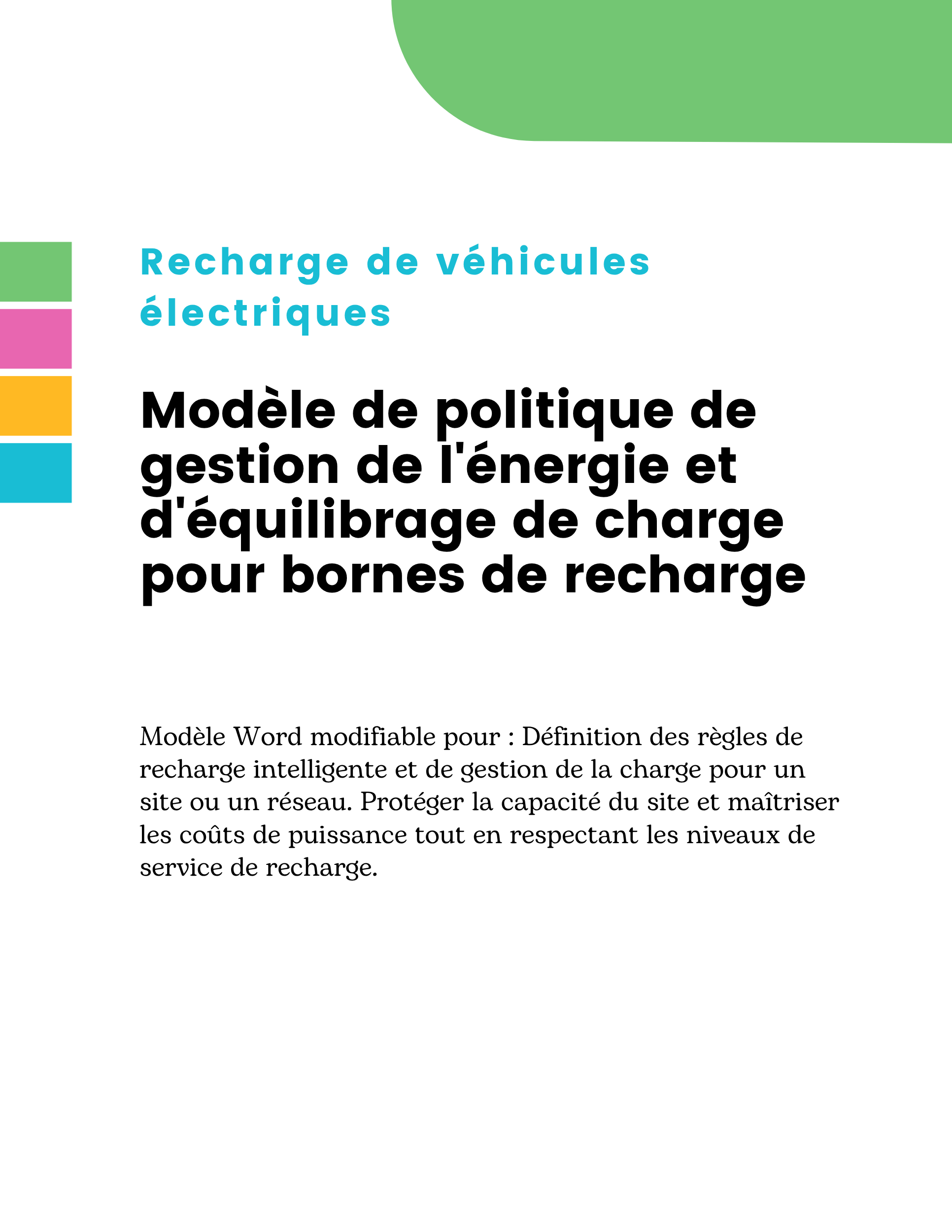 Modèle de politique de gestion de l'énergie et d'équilibrage de charge pour bornes de recharge