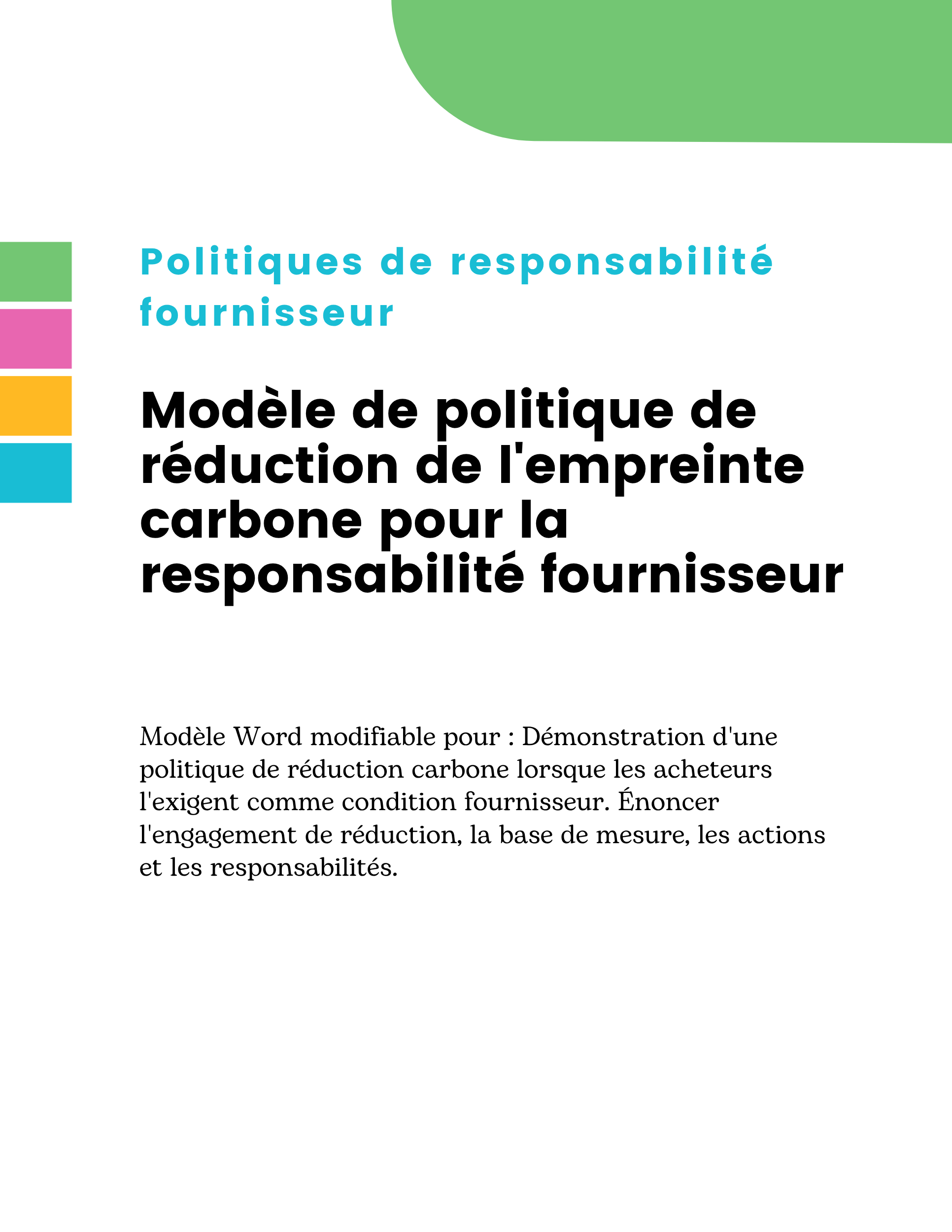 Modèle de politique de réduction de l'empreinte carbone pour la responsabilité fournisseur