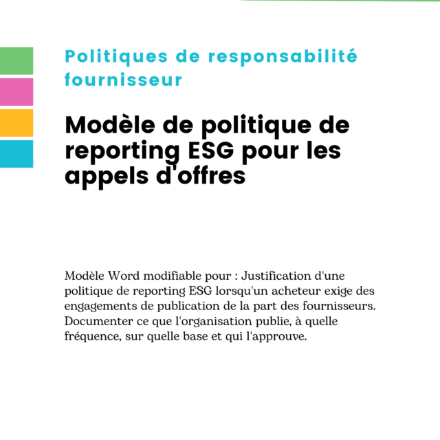 Modèle de politique de reporting ESG pour les appels d'offres