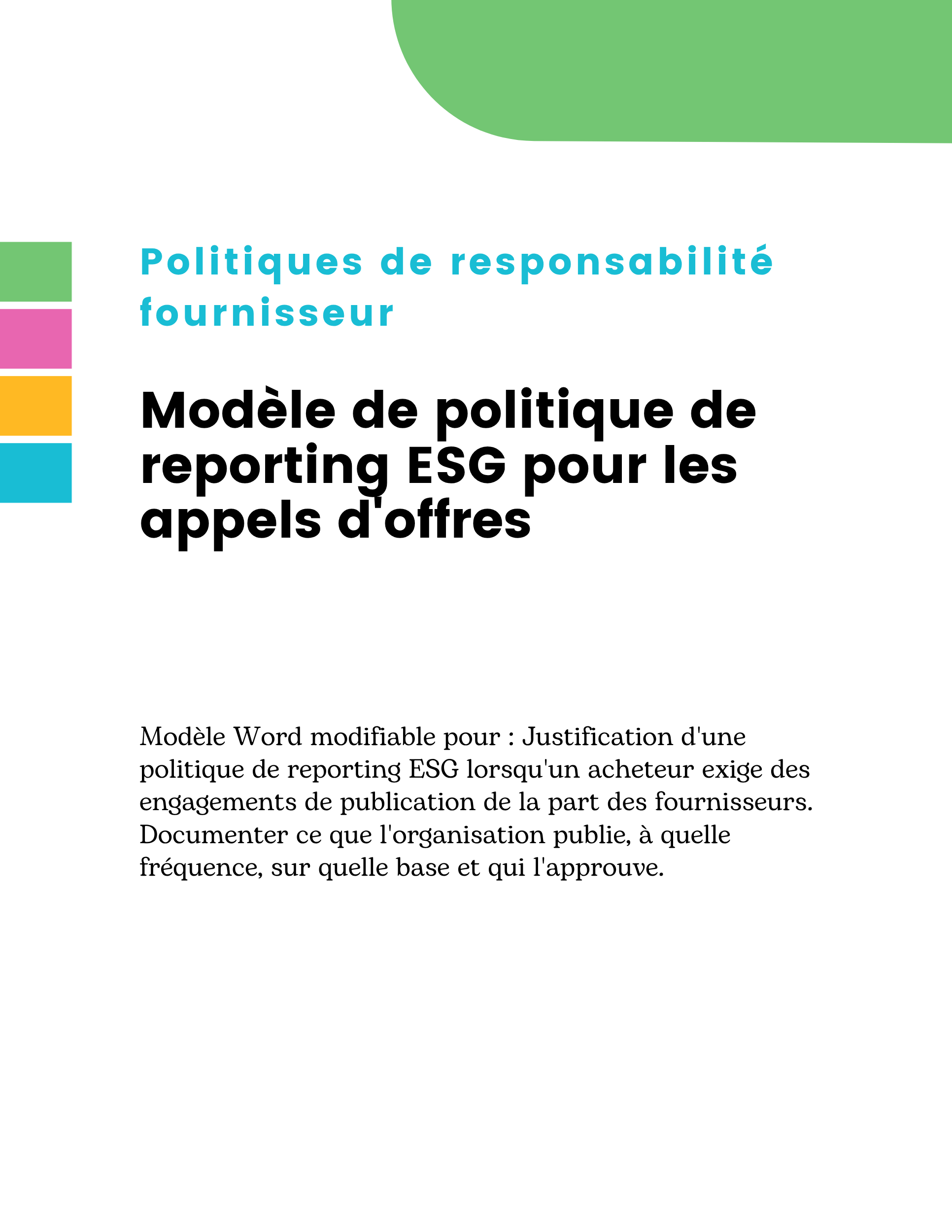 Modèle de politique de reporting ESG pour les appels d'offres