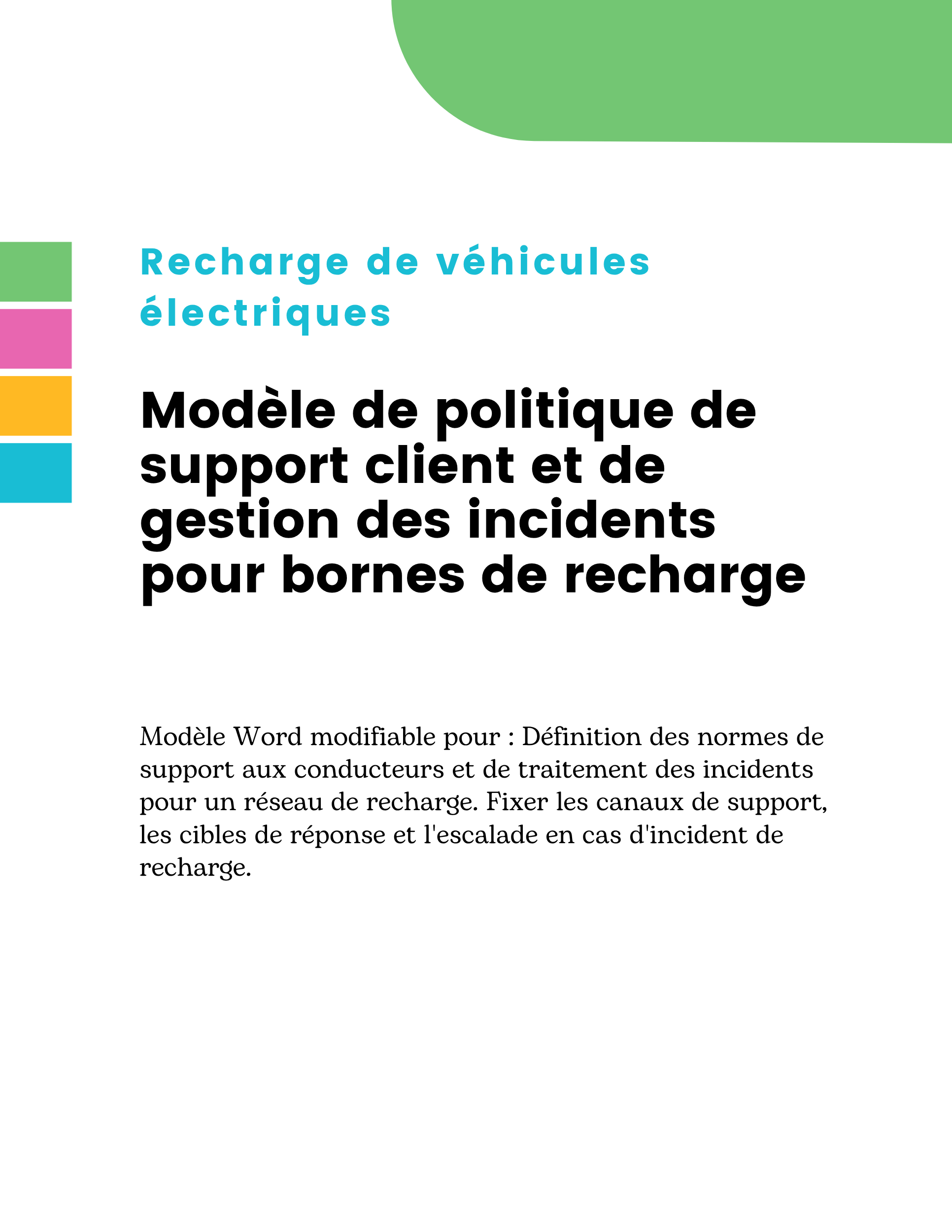 Modèle de politique de support client et de gestion des incidents pour bornes de recharge