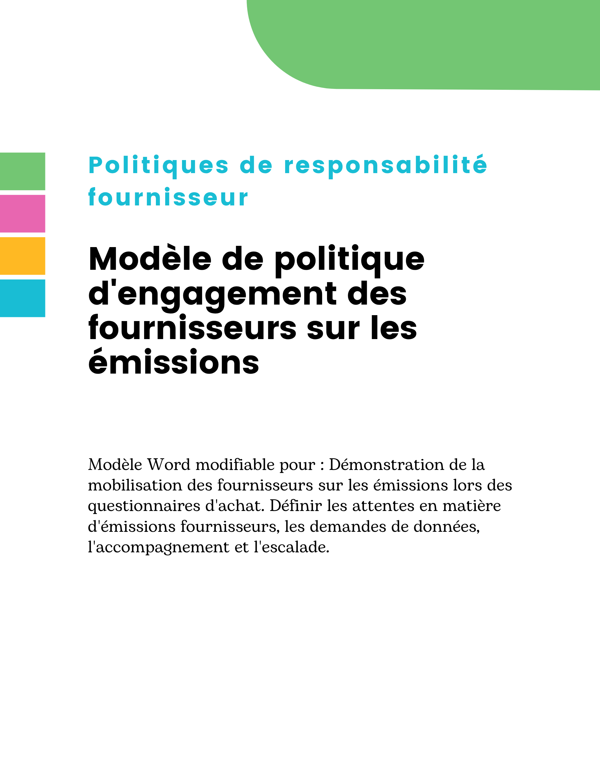 Modèle de politique d'engagement des fournisseurs sur les émissions