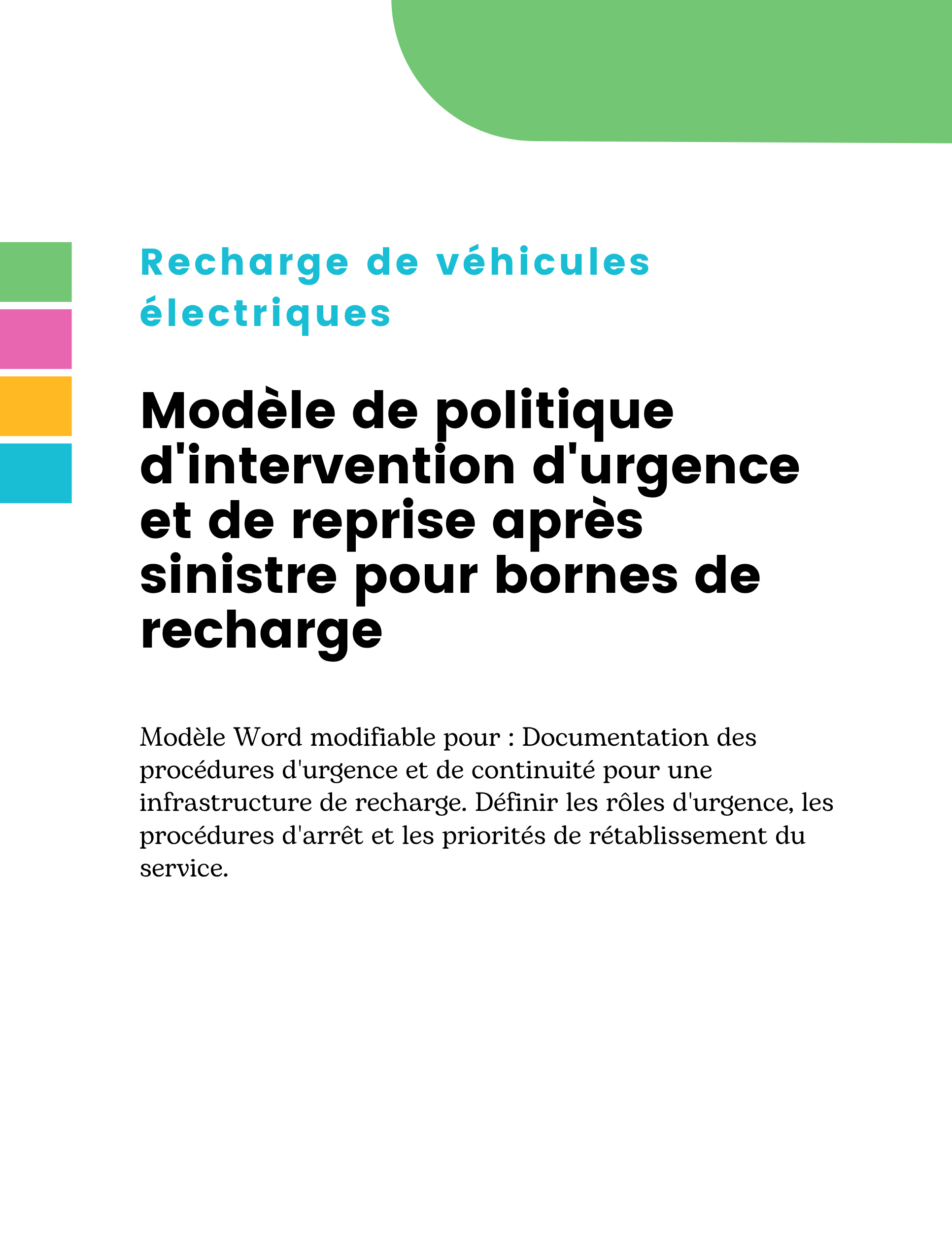 Modèle de politique d'intervention d'urgence et de reprise après sinistre pour bornes de recharge