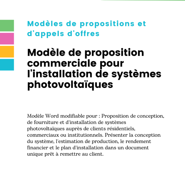 Modèle de proposition commerciale pour l'installation de systèmes photovoltaïques