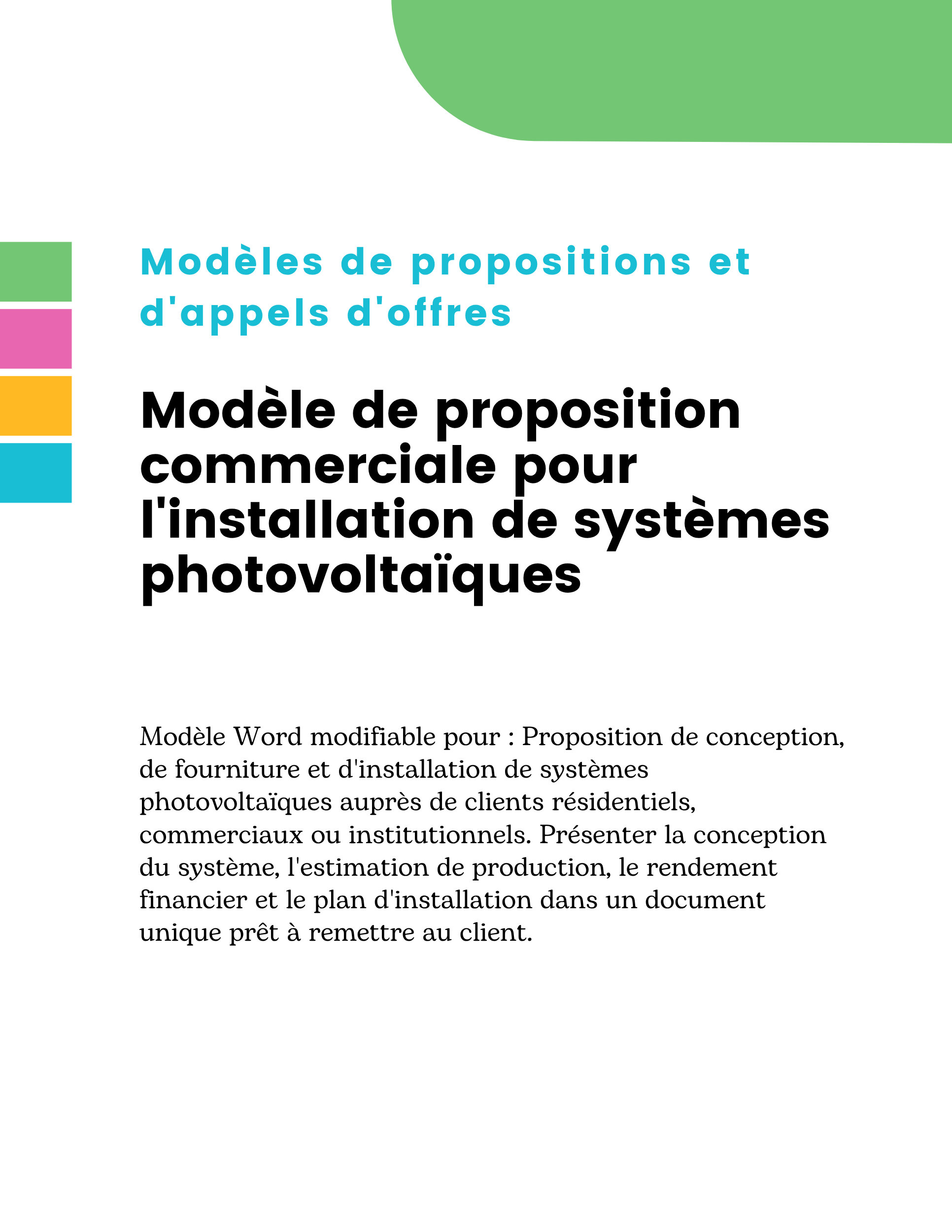 Modèle de proposition commerciale pour l'installation de systèmes photovoltaïques