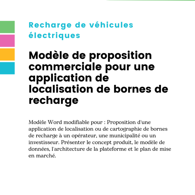 Modèle de proposition commerciale pour une application de localisation de bornes de recharge