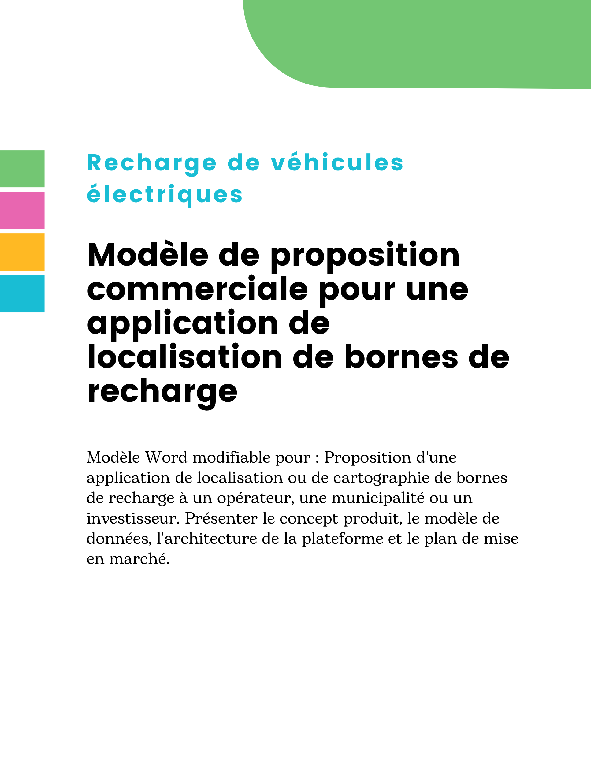 Modèle de proposition commerciale pour une application de localisation de bornes de recharge