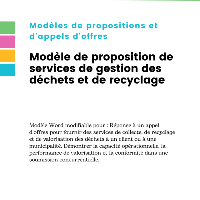 Modèle de proposition de services de gestion des déchets et de recyclage